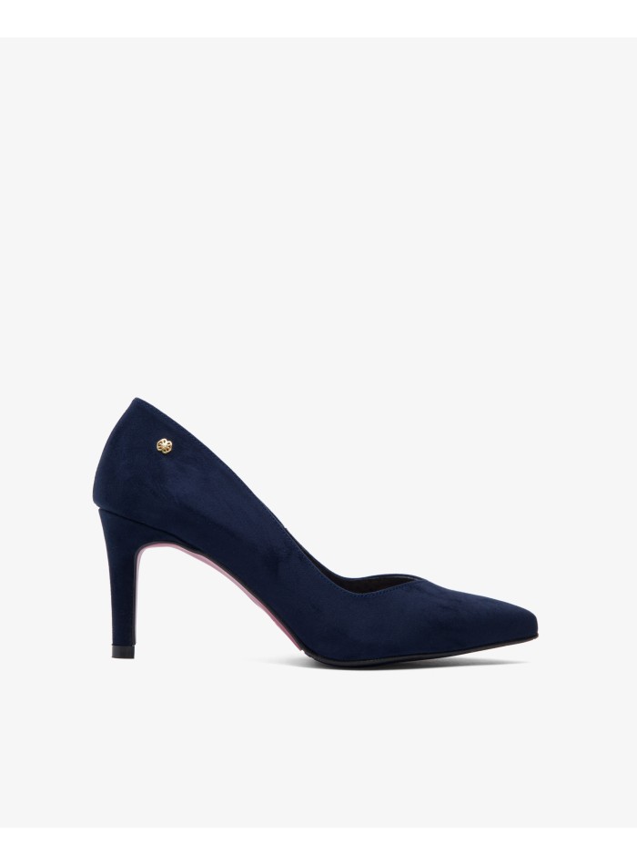 Navy blue suede pumps