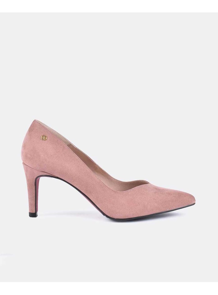 Zapato de invitada salón rosa palo en ante para ocasiones especiales