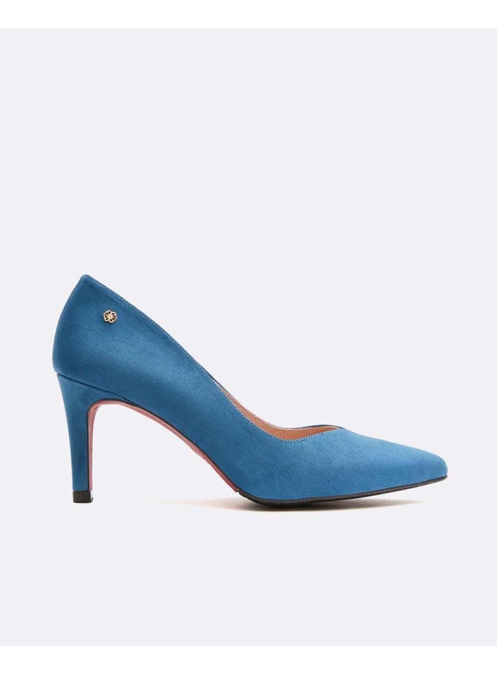 Zapatos de salón para invitada en ante azul