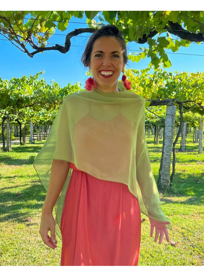 Capa de fiesta de gasa corta verde oliva