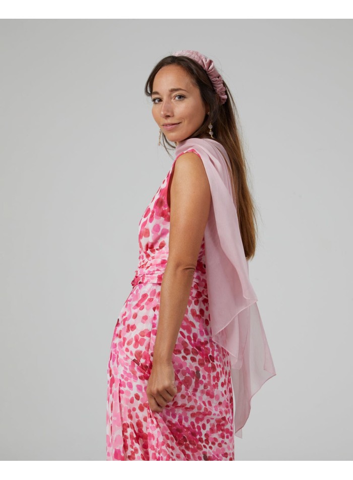 Pink party cape in double thread chiffon