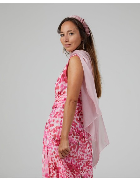 Pink party cape in double thread chiffon