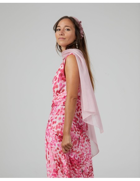 Pink party cape in double thread chiffon