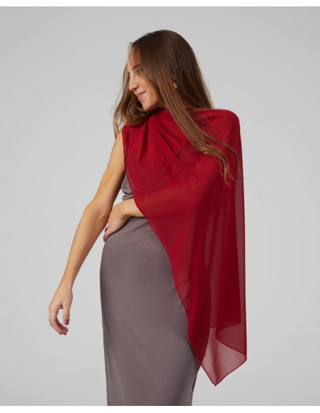 Short party cape in red chiffon