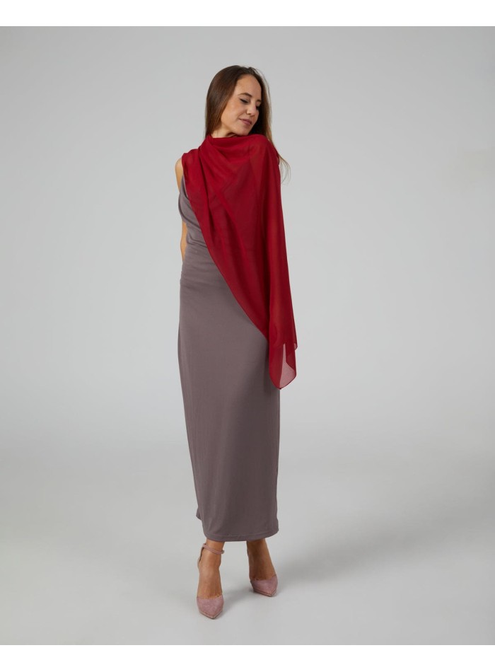 Short party cape in red chiffon