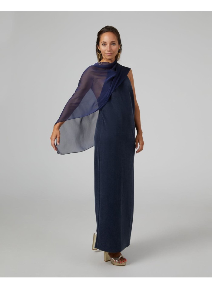 Navy blue short party cape in chiffon