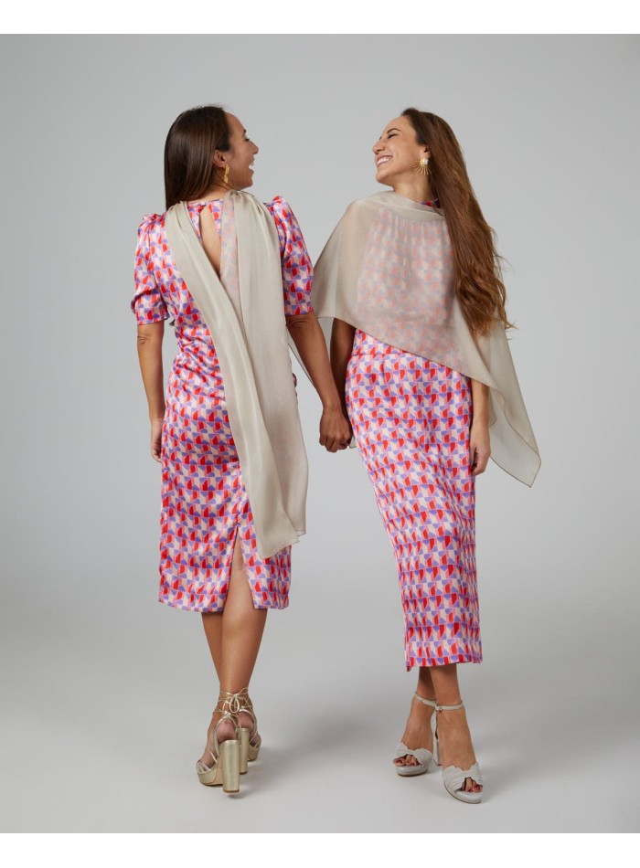 Cape de soirée courte en mousseline de soie...