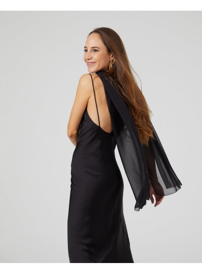 Short party cape in black chiffon