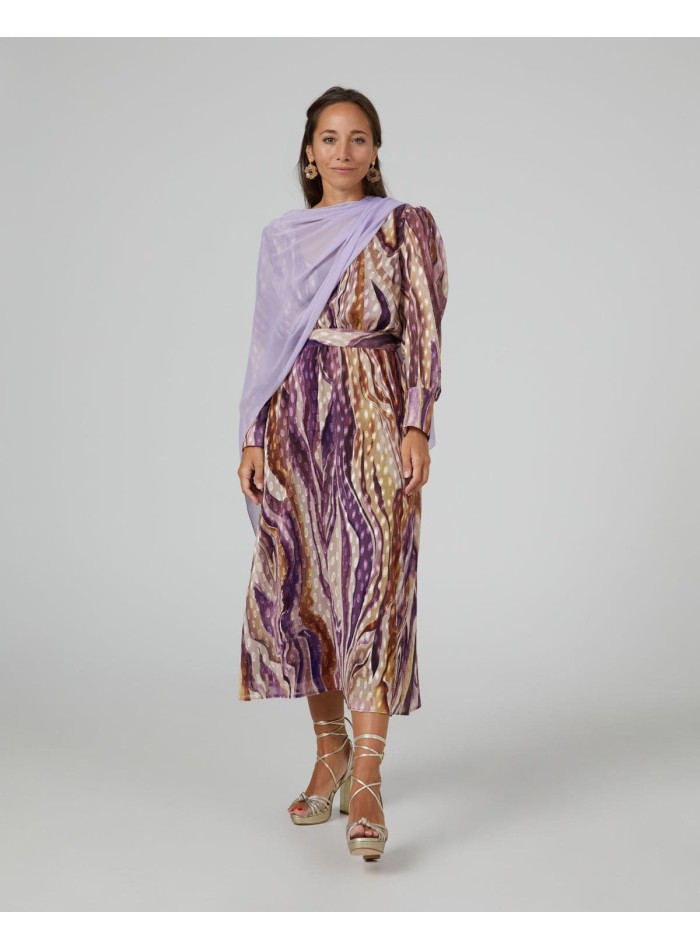 Short layer in lilac cationic gauze with double...