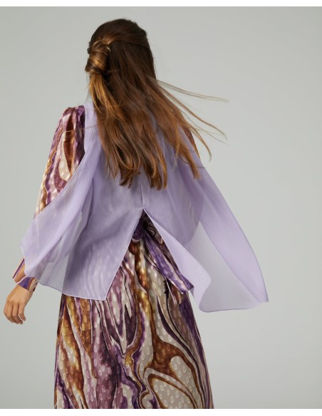 Couche courte en gaze cationique double fil lilas