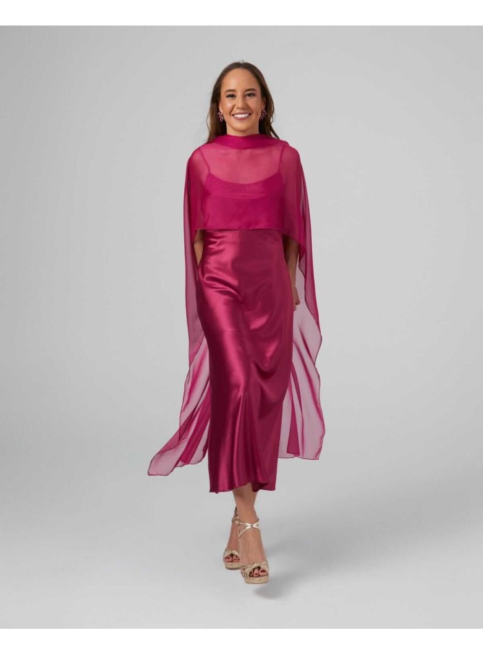 Bougainvillea chiffon and double thread midi cape