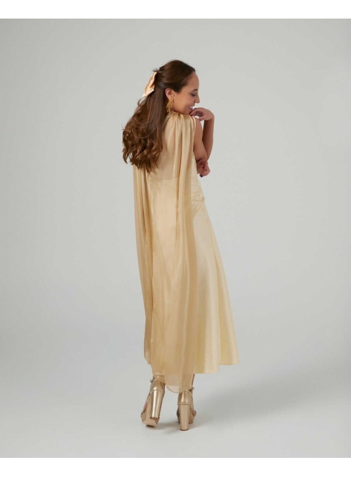 Cationic chiffon midi layer with double golden...