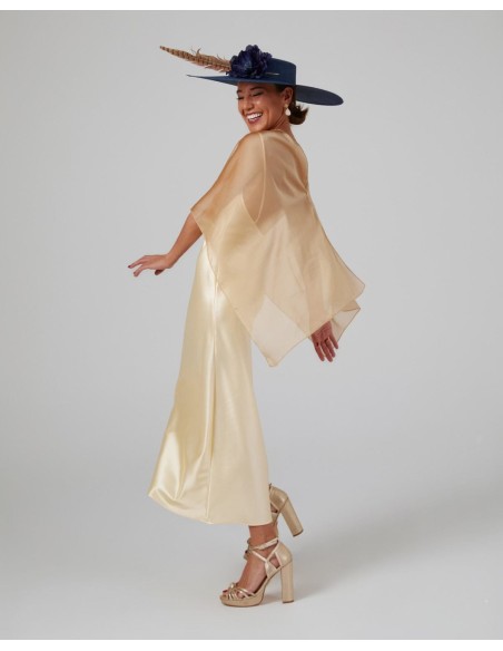 Multi-position short party cape in gold chiffon