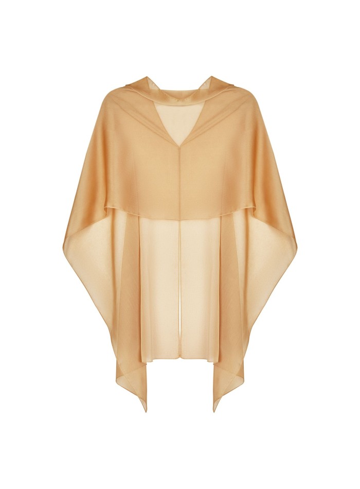 Multi-position short party cape in gold chiffon
