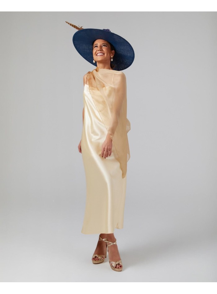 Multi-position short party cape in gold chiffon