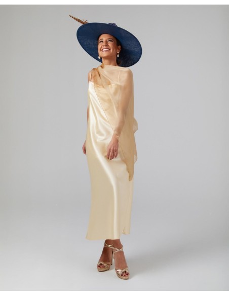 Multi-position short party cape in gold chiffon