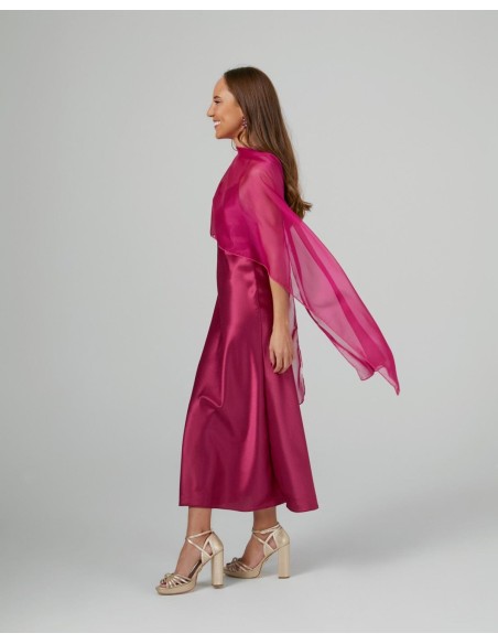 Cationic bougainvillea gauze double thread long coat