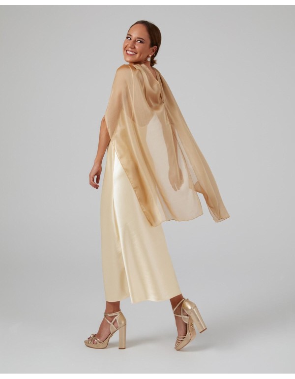Long layer in golden cationic gauze with double thread