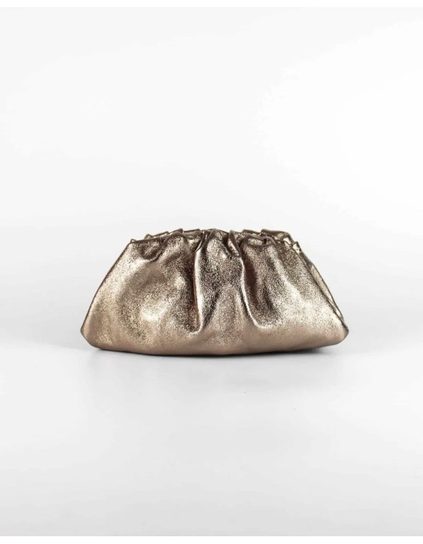 Metallic bronze leather clutch