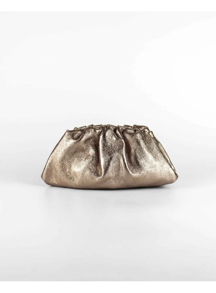 Metallic bronze leather clutch