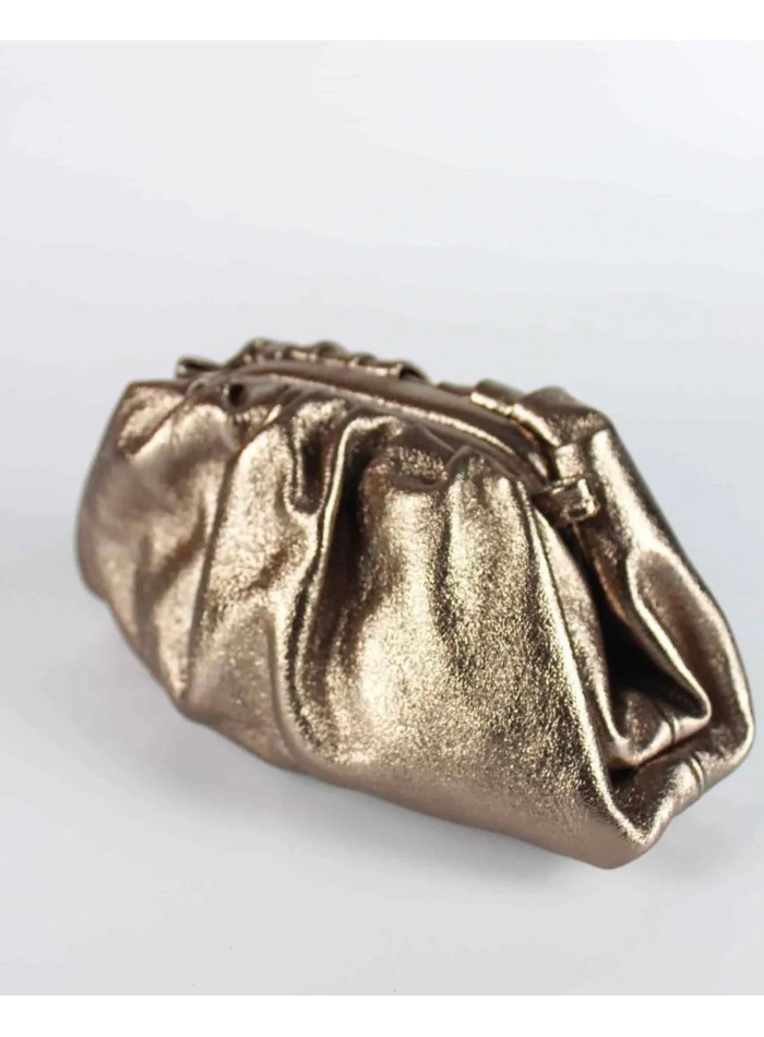 Metallic bronze leather clutch