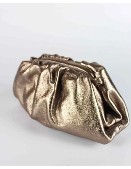 Metallic bronze leather clutch