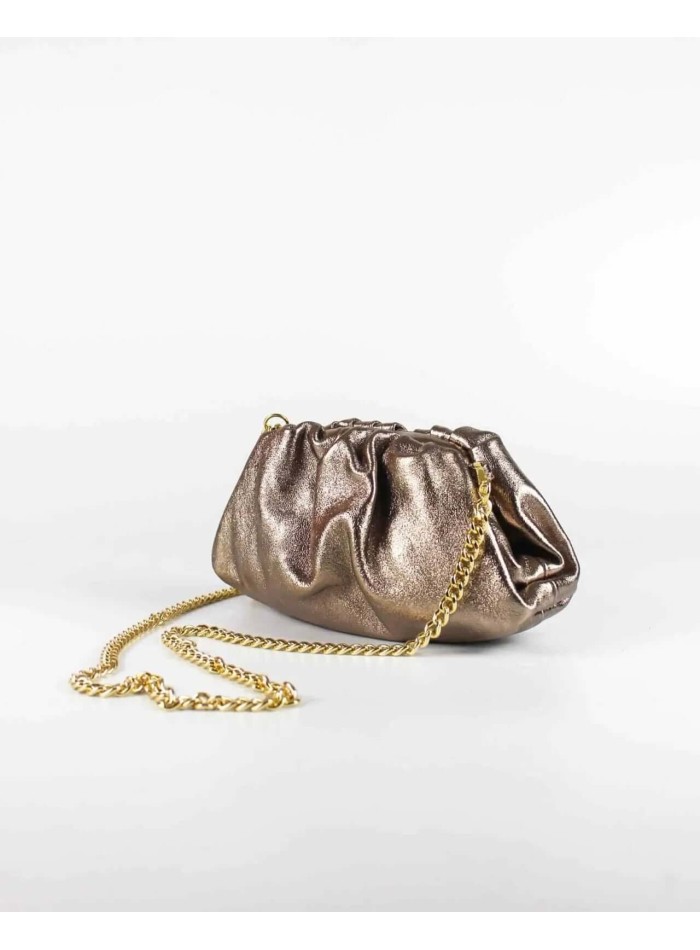 Metallic bronze leather clutch