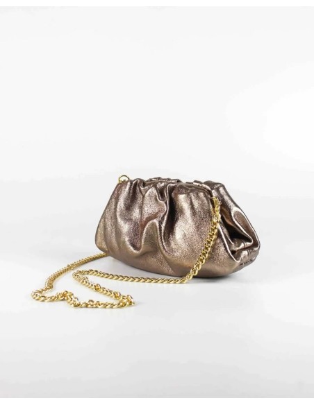 Metallic bronze leather clutch