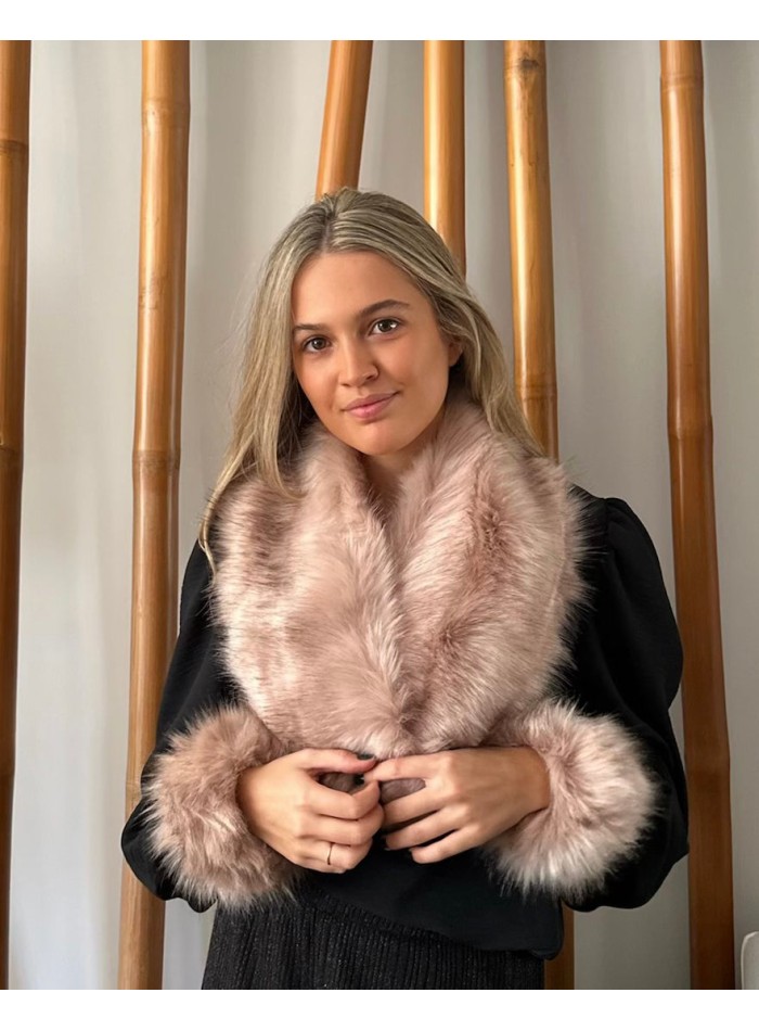 Evening collar wrap in nude fur