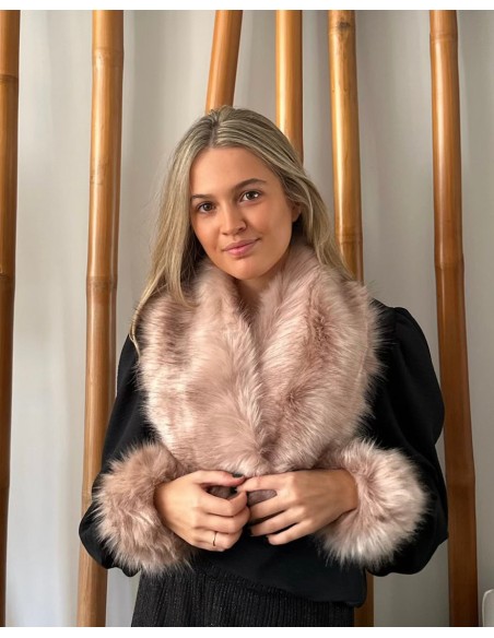Evening collar wrap in nude fur