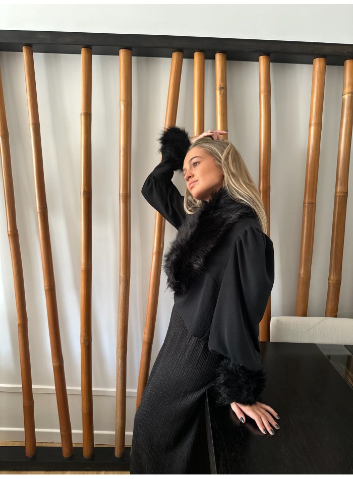 Black synthetic fur cuffs