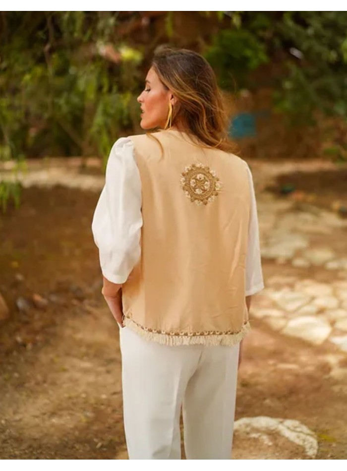 Pantalon en crêpe blanc à pinces et taille haute