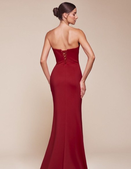 Maxi dress with strapless neckline and draping effect