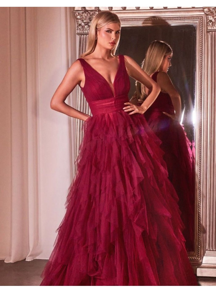 Robe longue de fête en tulle avec jupe superposée