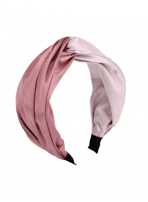 Bicolour knotted satin headband in pink tones