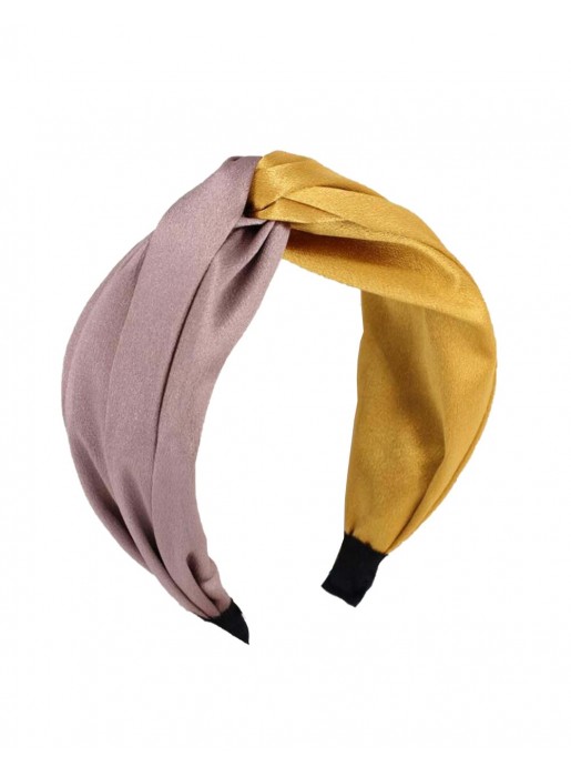 Bicolour pink and mustard knotted headband