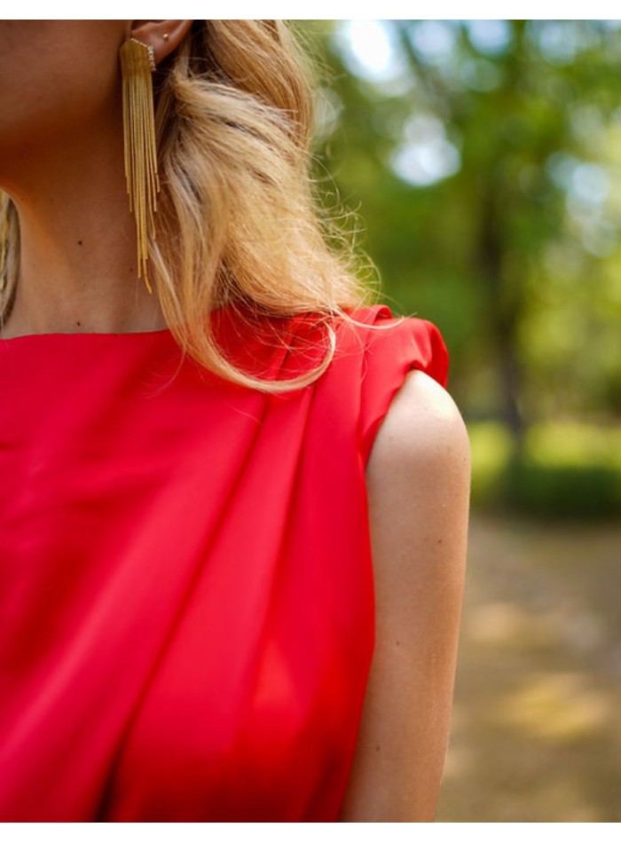 Robe de soirée midi sans manches avec volant,...
