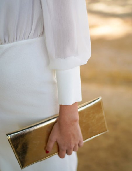 Long sleeve white midi dress with pencil skirt