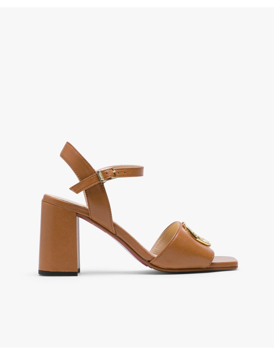 Brown leather mid heel sandals for special occasions INVITADISIMA