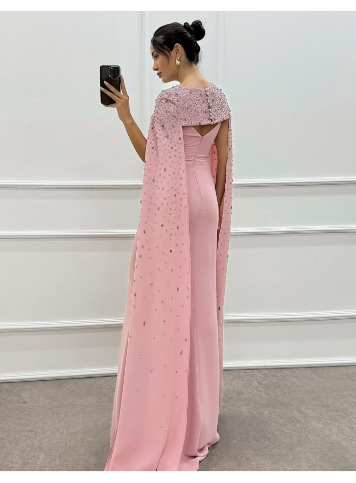 Maxi party dress with cape sleeves and...