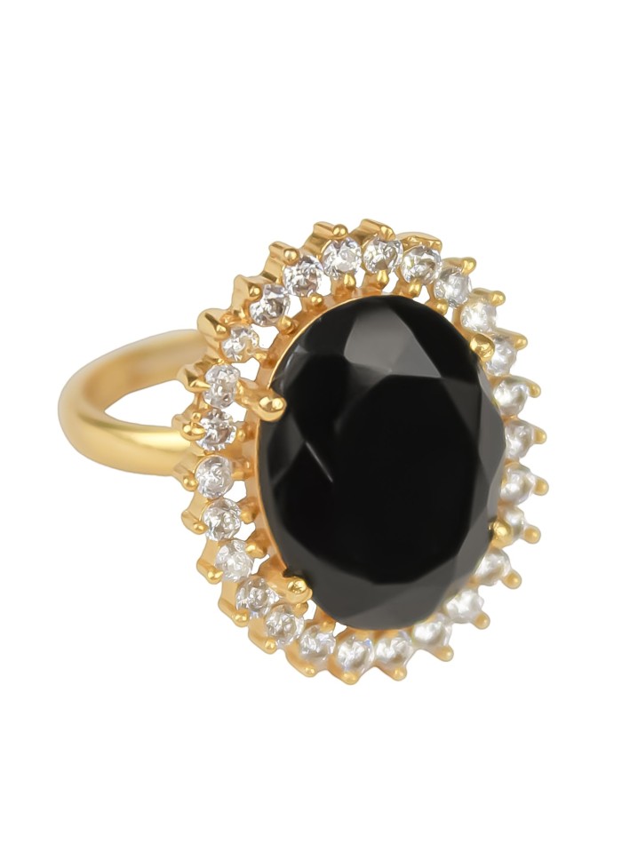 Bague de fête réglable avec zircon et pierre centrale