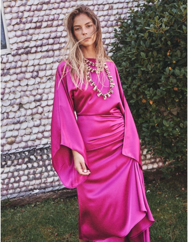 Vestido de fiesta asimétrico con mangas murciélago
