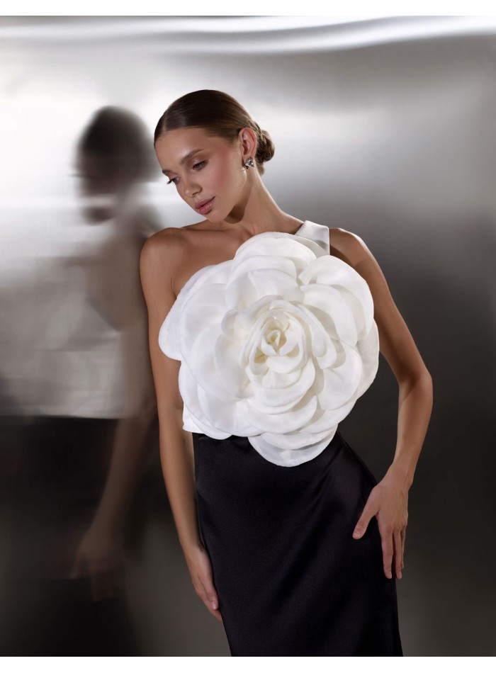 Vestido largo de fiesta asimétrico con maxi...