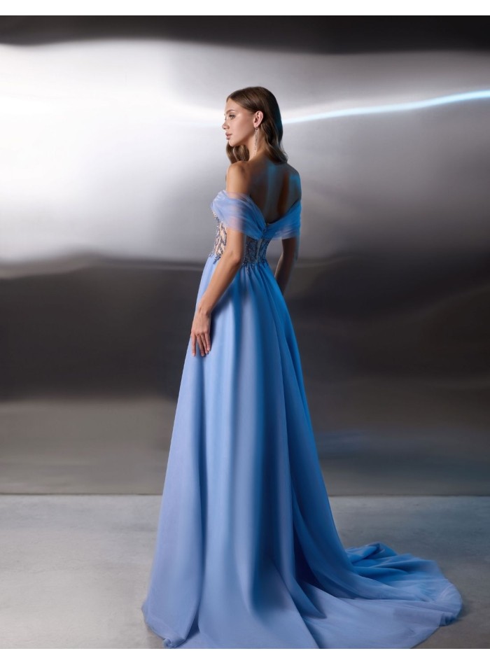 Robe longue de fête avec encolure bandeau et...