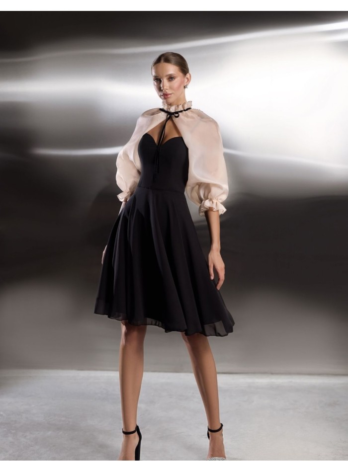 Vestido de fiesta corto con mangas abullonadas...