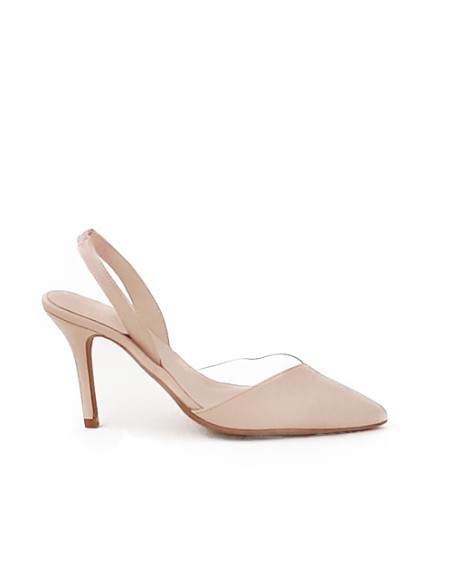 Zapatos de salón piel destalonados con vinilo transparente