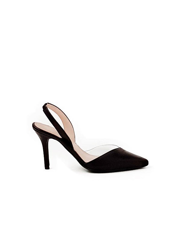 Zapatos de salón piel destalonados con vinilo transparente 2