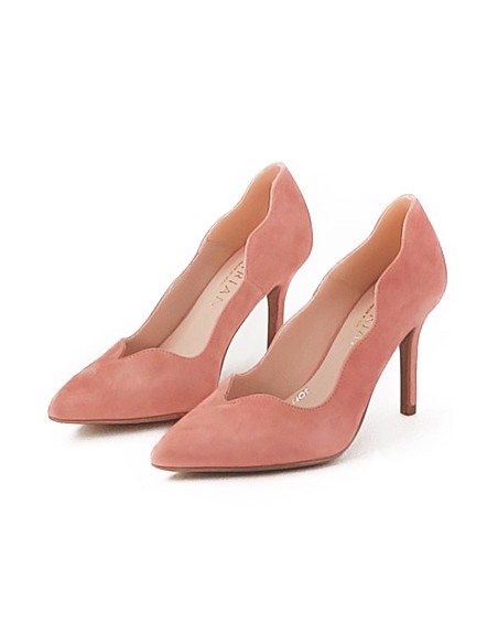 Zapatos de fiesta salones en ante con lateral de diseño