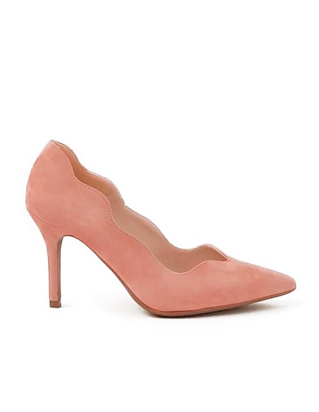 Zapatos de fiesta salones en ante con lateral de diseño