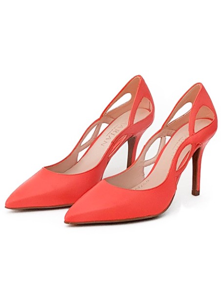 Orange pump party shoes with openings